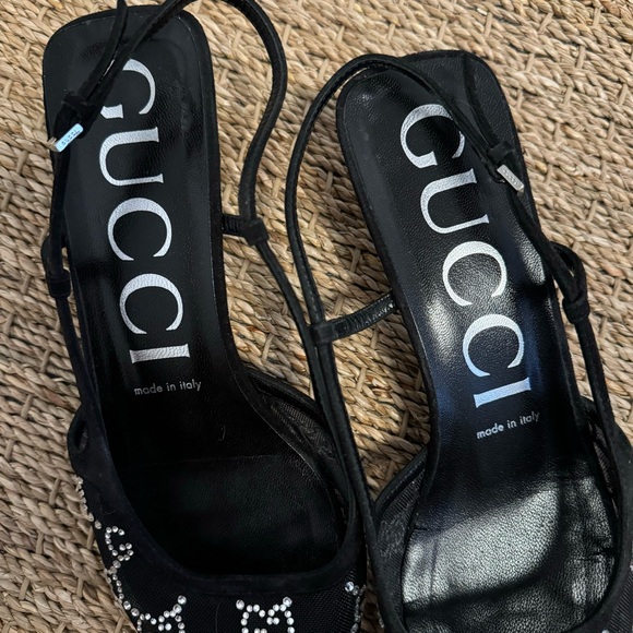 Gucci “Tom” crystal GG sling backs kitten heel size 39.5 - Picture 4 of 6